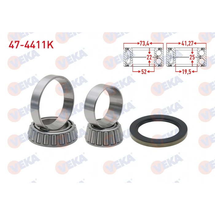 ON TEKERLEK RULMAN KITI SOL-SAG 41,27-25X19,5-22X73,4-52 VOLKSWAGEN LT 28-35 II 2.5 TDI 1996-2006 / MERCEDES SPRINTER 1996-2006