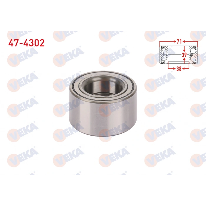 ON TEKERLEK RULMANI SOL-SAG 38X71X39 TOYOTA YARIS 1.0i - 1.3i - 1.4 D-4D 1999-2005