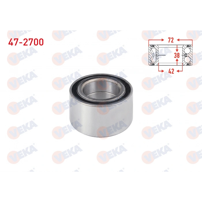 ON TEKERLEK RULMANI SOL-SAG 42X72X38 MAZDA 626 III 1.8i - 2.0 16v 1987-1992/ KIA SEPHIA 1.5i 16v -1.6i 16v 1993-2001