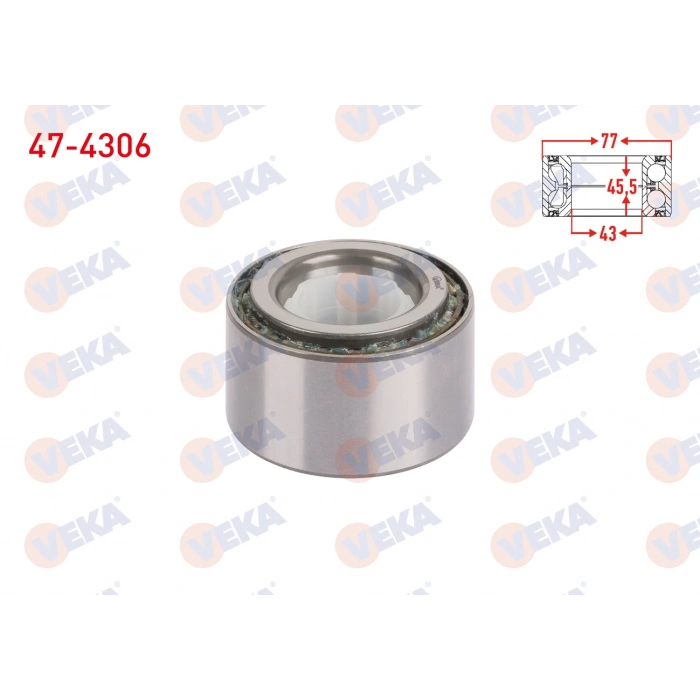 ON TEKERLEK RULMANI SOL-SAG 43X77X45,5 TOYOTA HI-LUX VII PICK-UP 2.5 D-4D 2010-