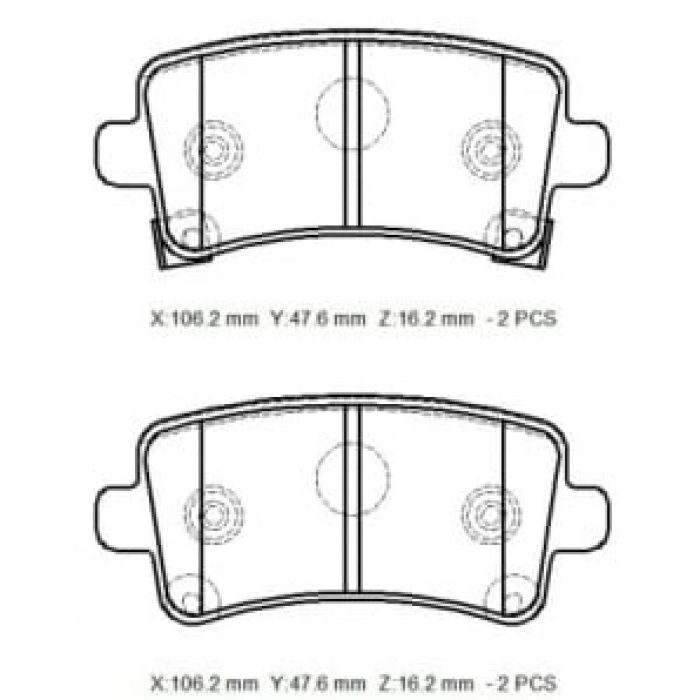 OPEL INSIGNIA- 09/17; ARKA FREN BALATASI 1,4/1,6/1,8/2,0 (DİSK)(106,4X47,4X17,3)(BRAMAX)
