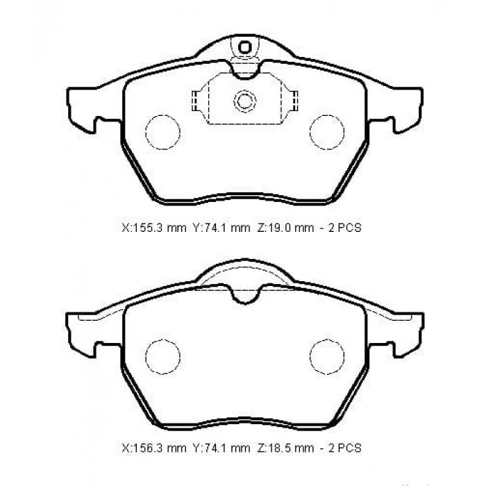 OPEL VECTRA- B- 99/02; ÖN FREN BALATASI (KABLOSUZ)(DİSK) (155,3X74,1X19/156,3X74,1X18,5) (BRAMAX)
