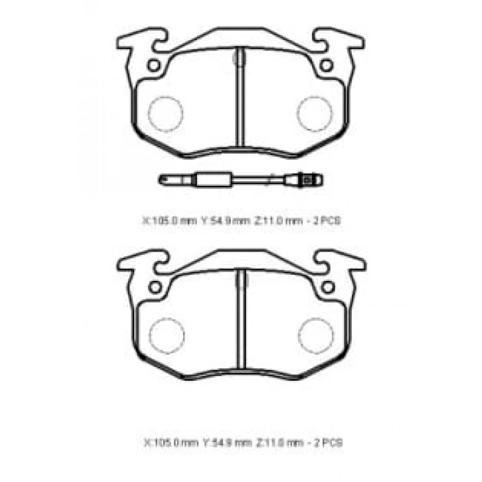 PEUGEOT 306- SD/HB- 93/96; ARKA FREN BALATASI (2 KABLOLU)(DİSK) (105X54,9X11)(BRAMAX)