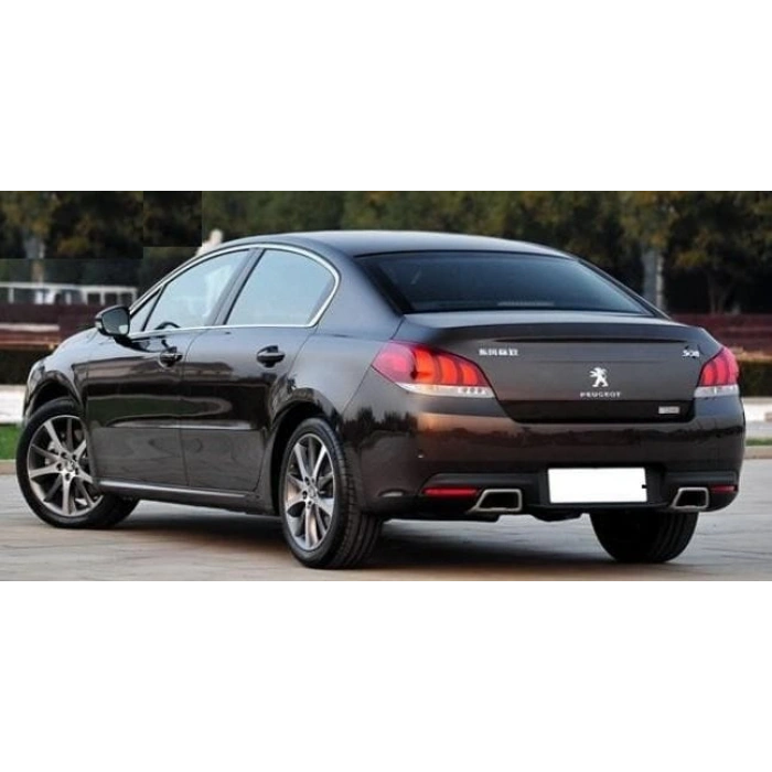 PEUGEOT 508- 14/17; ARKA TAMPON SİYAH KARLIKLI KOMPLE (ÇİFT EKSOZ DELİKLİ) (TW)