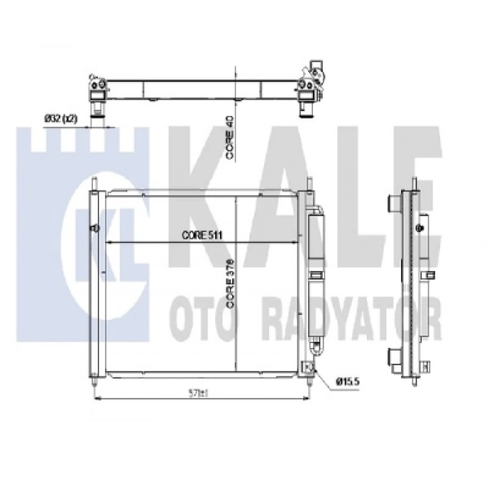 RADYATÖR KOMPLE (MODÜL SU RAD+KIMA RAD.) KONDENSER/BRAZING (AL/AL)/511X378X38 CLIO III/MODUS BM 04-