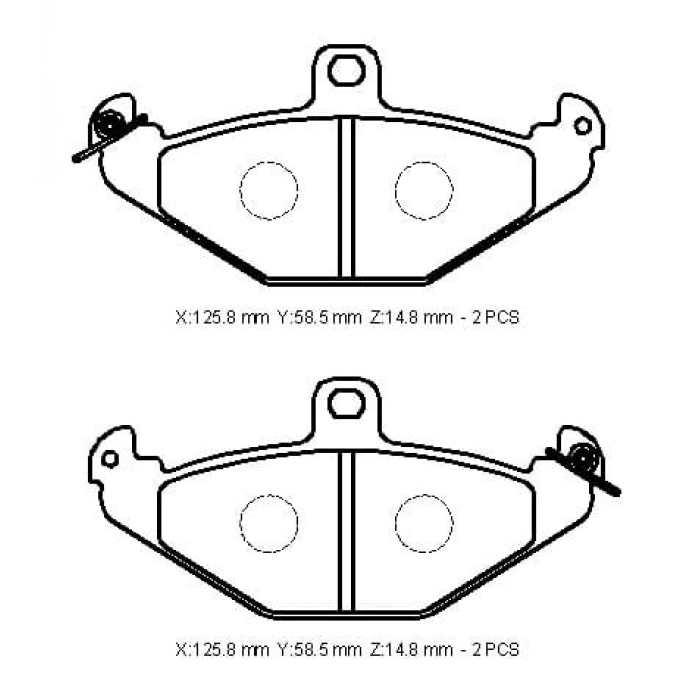 RENAULT LAGUNA- 99/01; ARKA FREN BALATASI (KABLOSUZ)(DİSK) (125,8X58,5X14,8) (FMK)