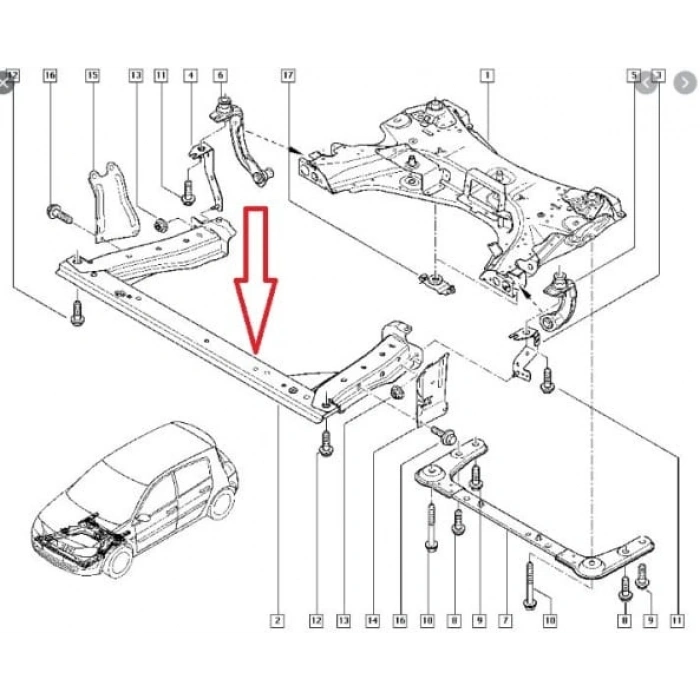 RENAULT MEGANE- 2- 03/09; RADYATÖR BAĞLANTI SACI (U TRAVERSİ)