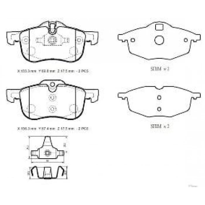 ROVER 75- SD- 00/04; ÖN FREN BALATASI 1,8/2,0/2,5 (KABLOSUZ)(DİSK)(155,4X70,5X18,5)(BRAMAX)