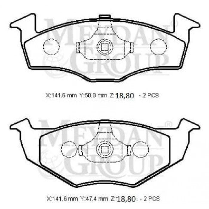 SEAT TOLEDO- 93/95; ÖN FREN BALATASI (DİSK) (141,6X50X18,80/141,6X47,4X18,80) (BRAMAX)