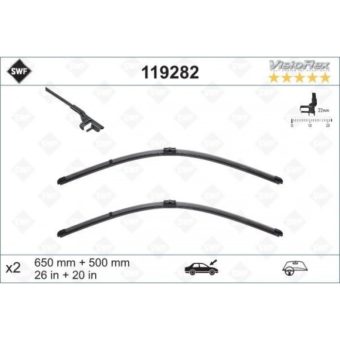 SİLECEK 65 50 FLATBLADE MUZ TİPİ S40 04 V50 04 BMW X3 10 VM430 119390 574378