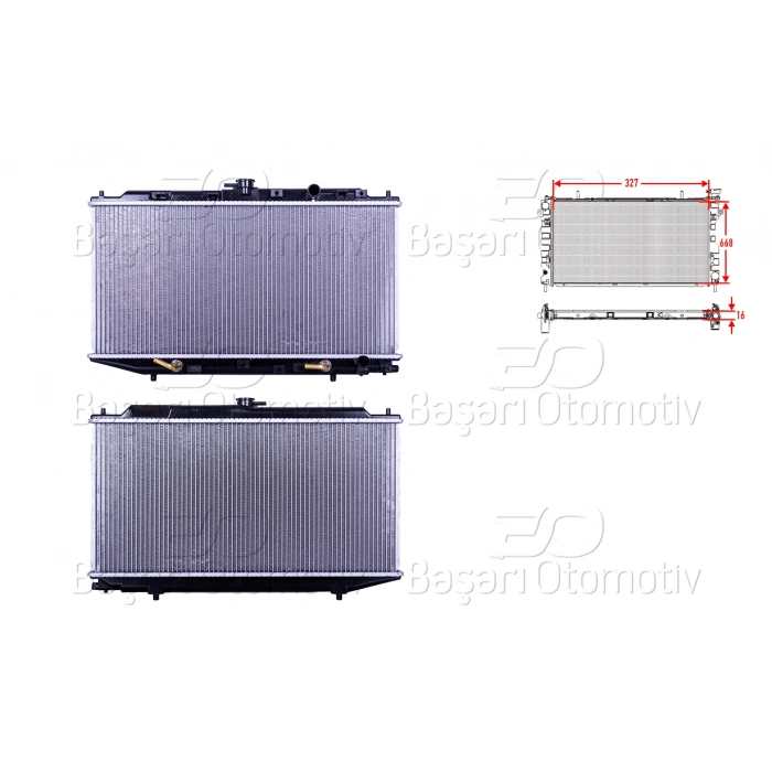 SU RADYATORU BRAZING AT 327X668X16 MM HONDA CIVIC 1.5. 1.6 16V 87-91