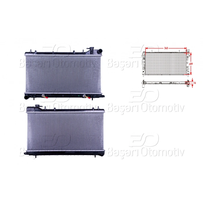 SU RADYATORU BRAZING AT 340X689X16 SUBARU IMPREZA 98-00. FORESTER 98-02