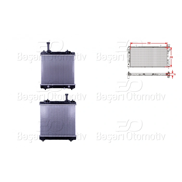 SU RADYATORU BRAZING AT 350X398X16 SUZUKI ALTO 1.0 09>