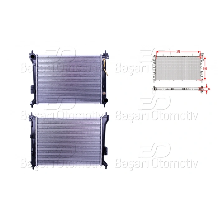 SU RADYATORU BRAZING AT 375X500X16 HYUNDAI I20 1.4.1.6 08>