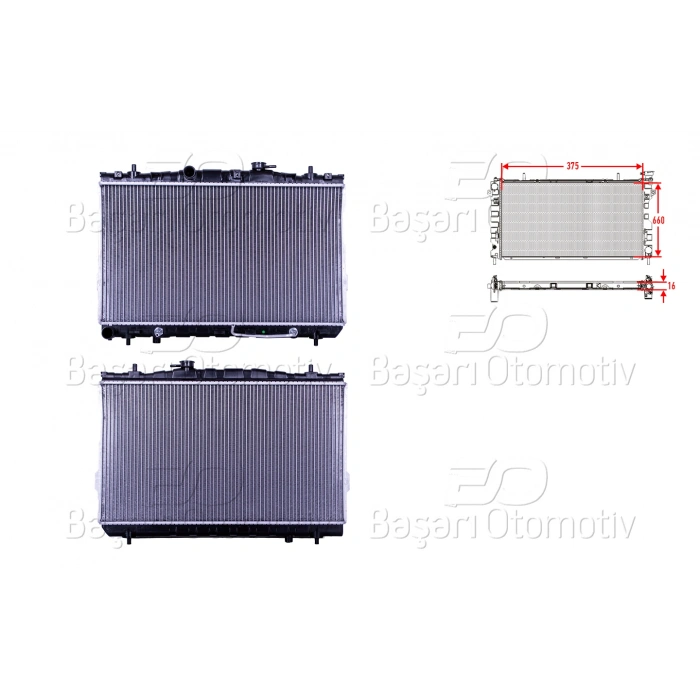 SU RADYATORU BRAZING AT 375X660X16 MM HYUNDAI ELANTRA4 1.6. 2.0 03>