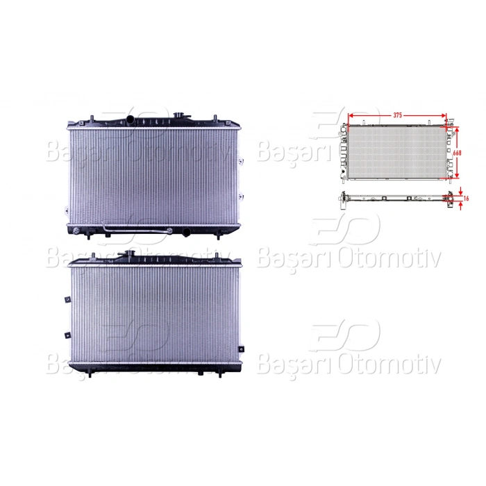 SU RADYATORU BRAZING AT 375X668X16 KIA CERATO (LD)1.6 04-09