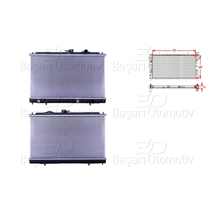 SU RADYATORU BRAZING AT 375X668X16 MITSUBISHI GALANT1.8. 2.0 87-93 AT