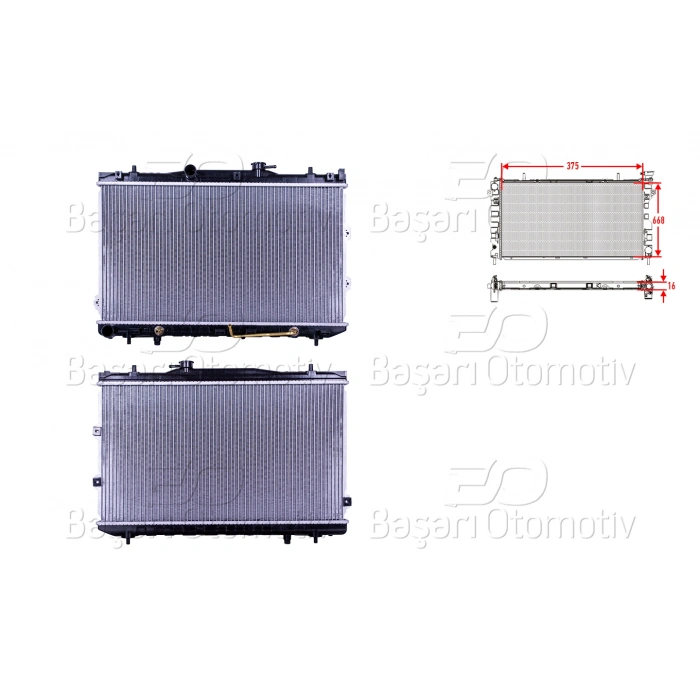 SU RADYATORU BRAZING AT 375X668X16 MM KIA CERATO 1.6 04>