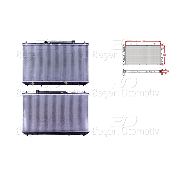 SU RADYATORU BRAZING AT 400X728X26MM TOYOTA CAMRY 2.2 96-01