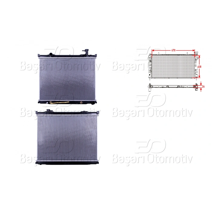 SU RADYATORU BRAZING AT 470X638X26 MM KIA SORENTO 2.5CRDI 06-09 KAPAKLI