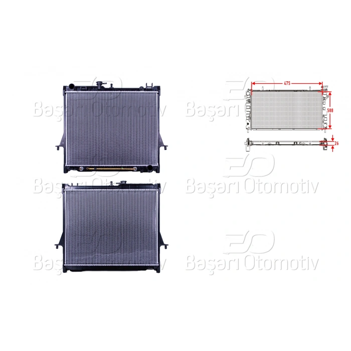 SU RADYATORU BRAZING AT 475X588X26 MM ISUZU D-MAX 2.5DI. 2.5TD. 3.0D 03-14
