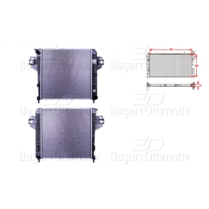 SU RADYATORU BRAZING AT 508X508X26 JEEP CHEROKEE (KJ) 3.7 01-08