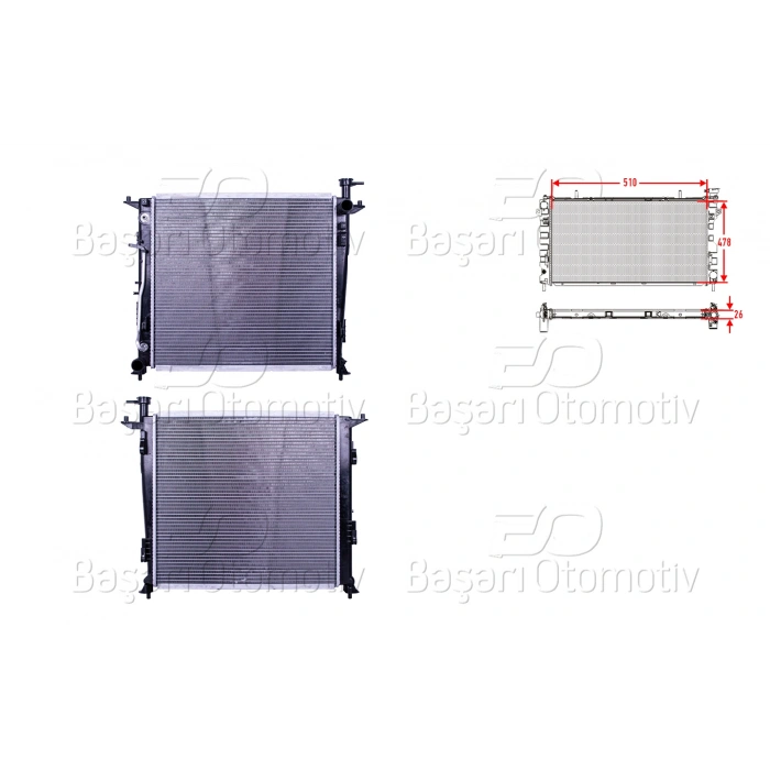 SU RADYATORU BRAZING AT 510X478X26 KIA SORENTO (UM) 2.0-2.2 CRDI 15>