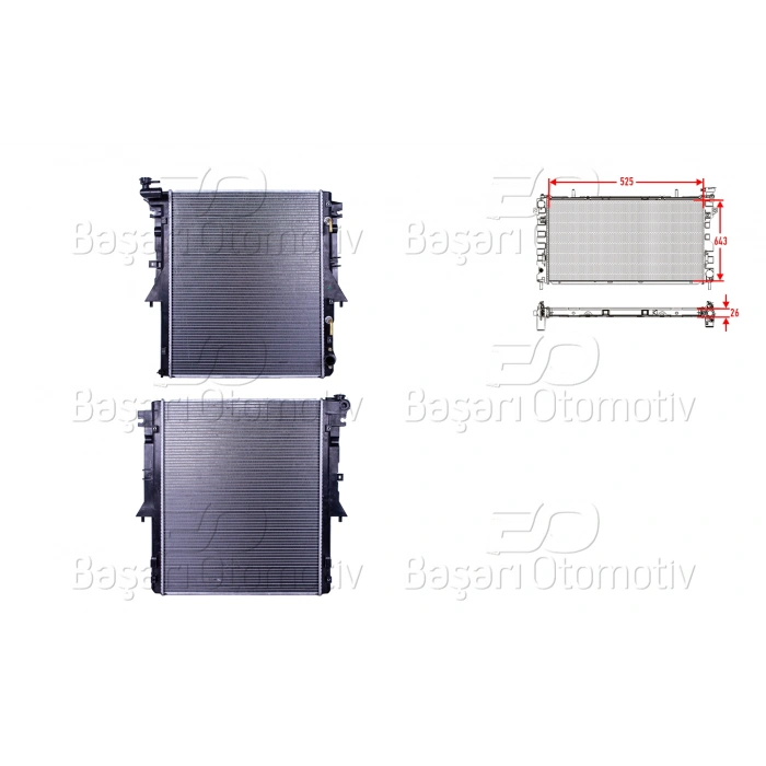 SU RADYATORU BRAZING AT 525X643X26 MM MITSUBISHI L200 2.4DI-D 15>