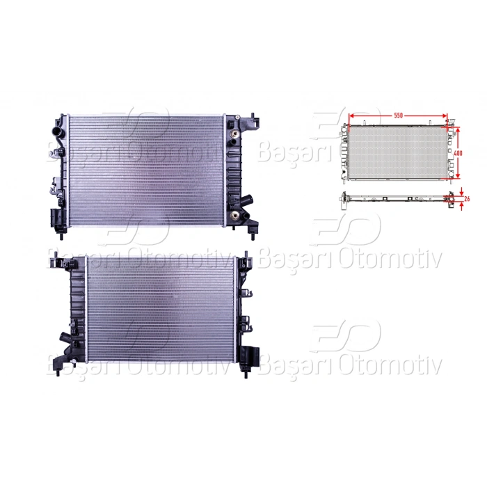 SU RADYATORU BRAZING AT 550X400X26 CHEVROLET AVEO T300 1.2. 1.4 16V 11>