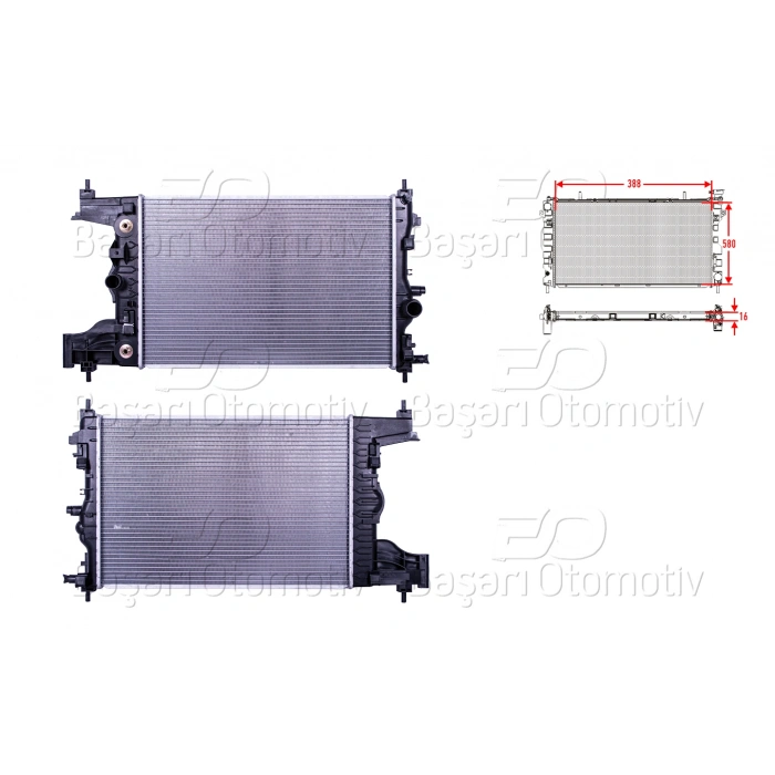 SU RADYATORU BRAZING AT 580X388X16 OPEL ASTRA J. CRUZE 1.6 09>