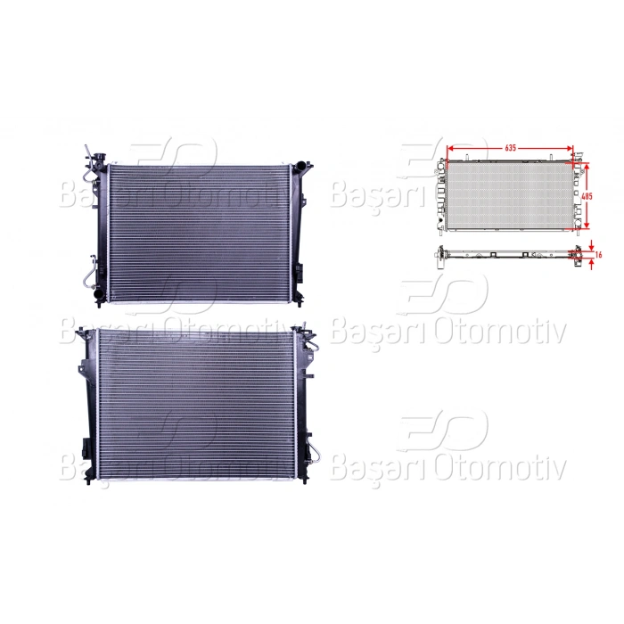 SU RADYATORU BRAZING AT 635X485X16 MM HYUNDAI SONATA 2.4 06>