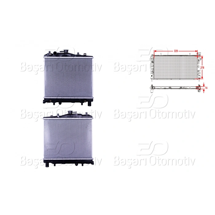 SU RADYATORU BRAZING MT 320X378X16 KIA PRIDE 1.3 97-01