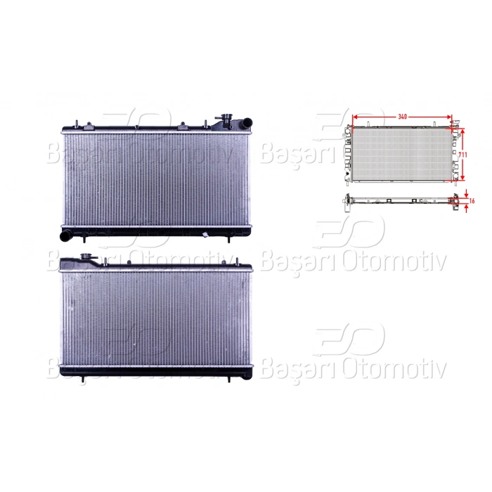 SU RADYATORU BRAZING MT 340X711X16 SUBARU IMPREZA 1.6. 1.8. 2.0 93-98