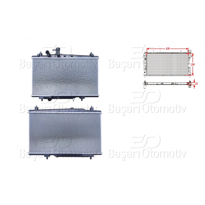 SU RADYATORU BRAZING MT 350X638X22 GEELY FAMILIA MK 1.5i 05-15