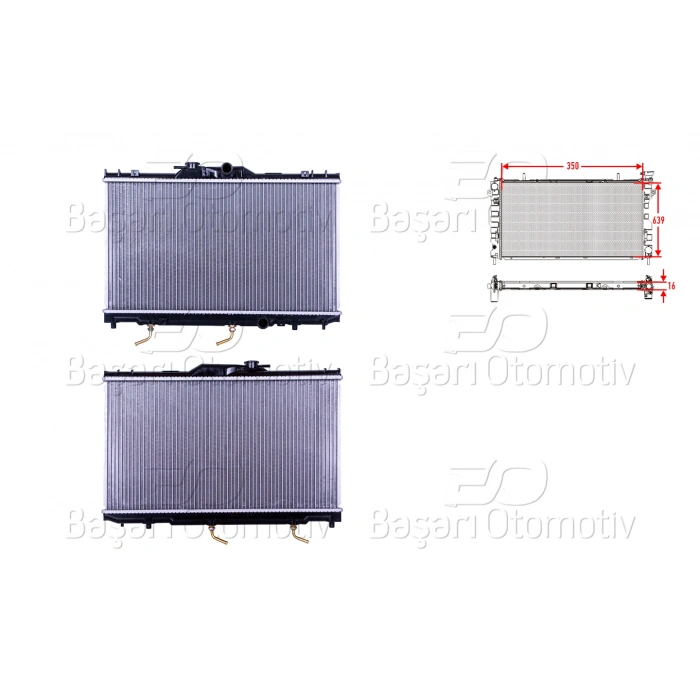 SU RADYATORU BRAZING MT 350X639X16 MM TOYOTA COROLLA AE111. AE112 97-01