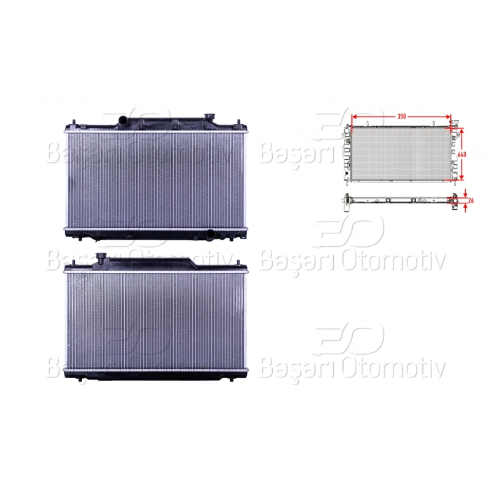 SU RADYATORU BRAZING MT 350X648X26 HONDA CIVIC 7 (EU) 2.0i-2.0 TYPE R 01-05