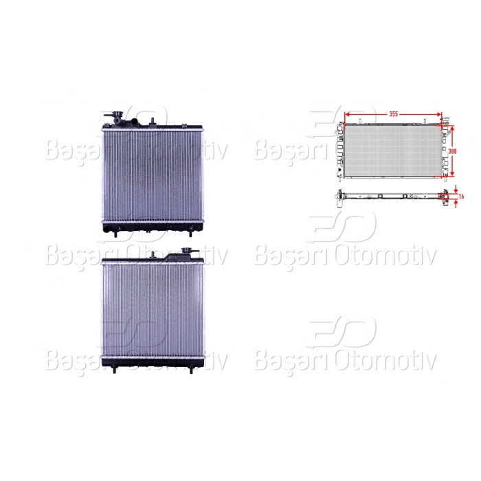 SU RADYATORU BRAZING MT 355X388X16 HYUNDAI ATOS 1.0 I 98-03