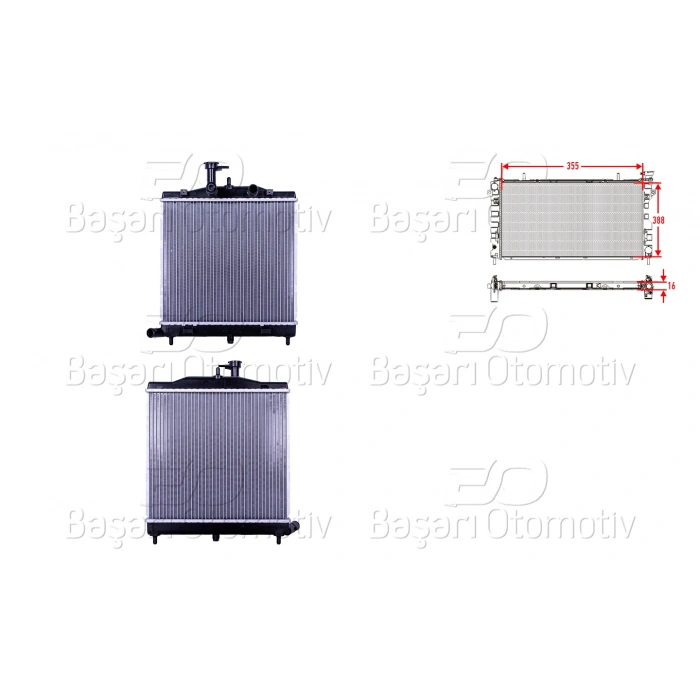 SU RADYATORU BRAZING MT 355X388X16 KIA PICANTO 1.1 BENZINLI 07-09