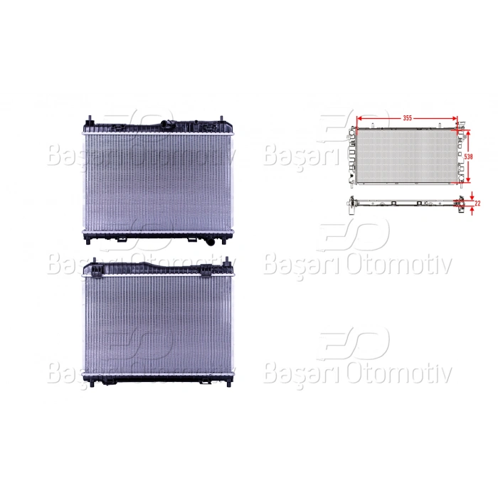 SU RADYATORU BRAZING MT 355X538X26 MM FORD FIESTA 1.25. 1.4 09>