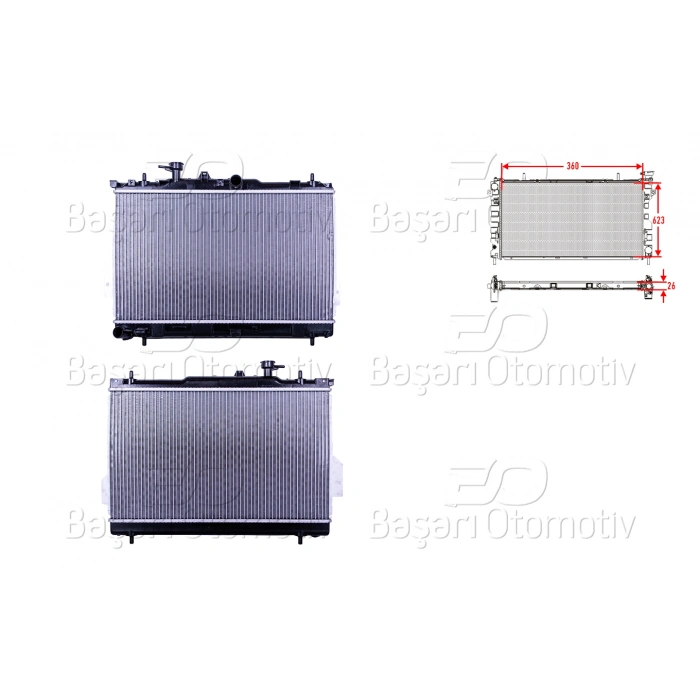 SU RADYATORU BRAZING MT 360X623X26 HYUNDAI MATRIX 1.6 06>