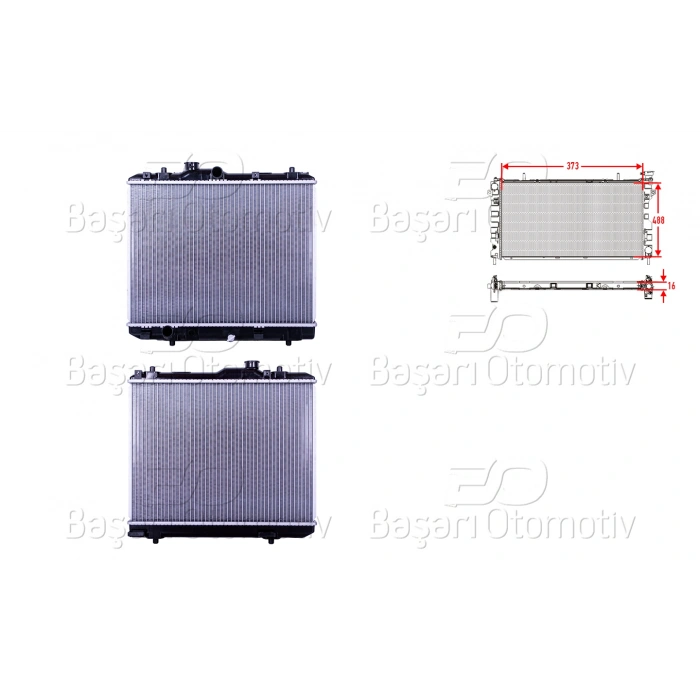 SU RADYATORU BRAZING MT 373X488X16 SUZUKI SPLASH (EX) 1.0-1.2 08-/ OPEL AGILA B 1.0-12 08-14