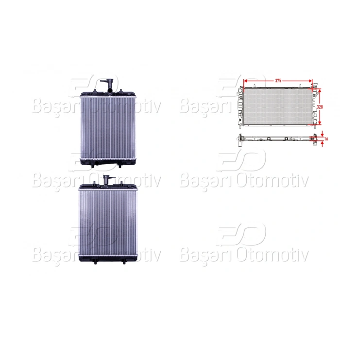 SU RADYATORU BRAZING MT 375X328X16 MM CITROEN C1/P107 1.0I 05>