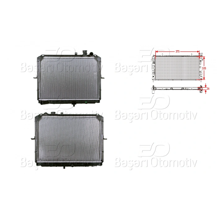 SU RADYATORU BRAZING MT 375X535X26 MM KIA PREGIO (TB) 2.5 TCI D M-T 97-02