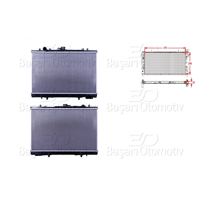 SU RADYATORU BRAZING MT 375X598X26 MITSUBISHI L200 D 99-01