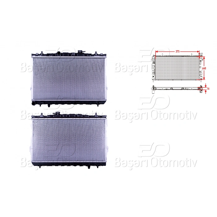 SU RADYATORU BRAZING MT 375X660X16 MM HYUNDAI ELANTRA 1.6I. 1.8I. 2.0I BENZINLI 00- 06