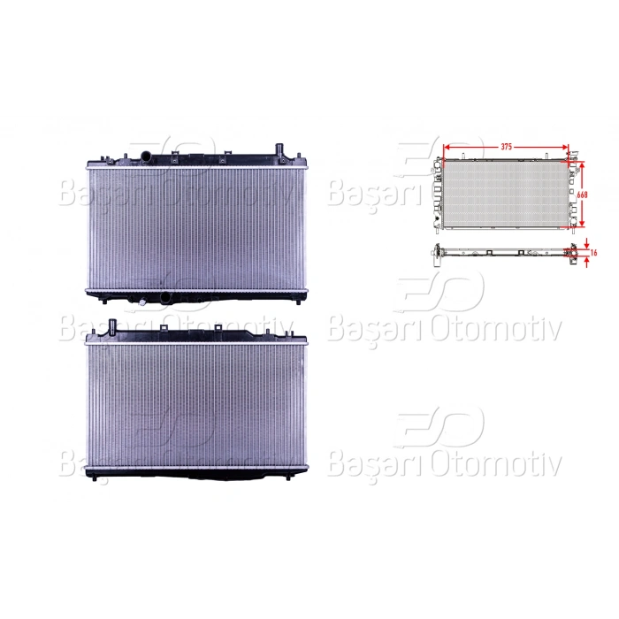 SU RADYATORU BRAZING MT 375X668X16 HONDA HR-V 1.5i 15-18