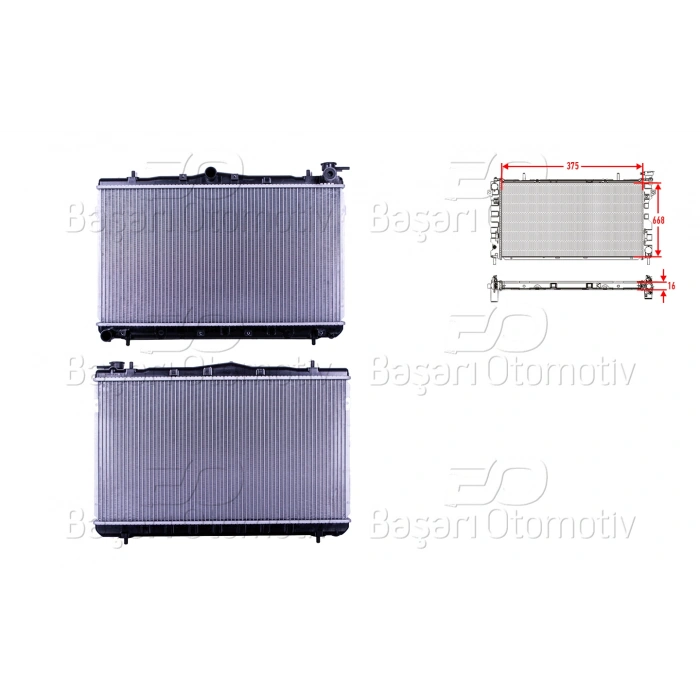 SU RADYATORU BRAZING MT 375X668X16 HYUNDAI ELANTRA 1.6. 1.895>