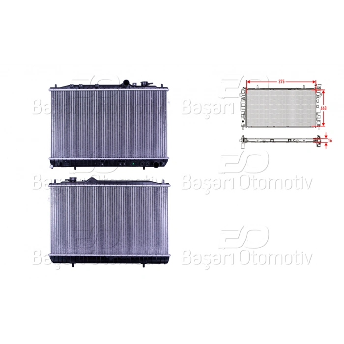 SU RADYATORU BRAZING MT 375X668X16 HYUNDAI ELANTRA 91+