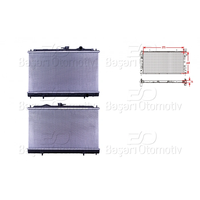 SU RADYATORU BRAZING MT 375X668X16 MITSUBISHI GALANT1.8. 2.0 87-93