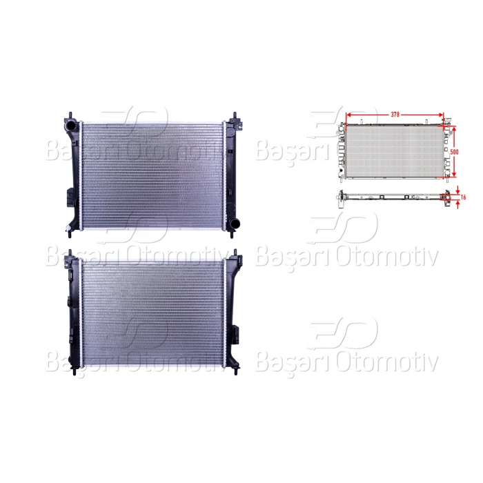 SU RADYATORU BRAZING MT 378X500X16 MM HYUNDAI I20 1.4. 1.6 08>